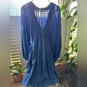Free People “For the Moment” mini dress - blue